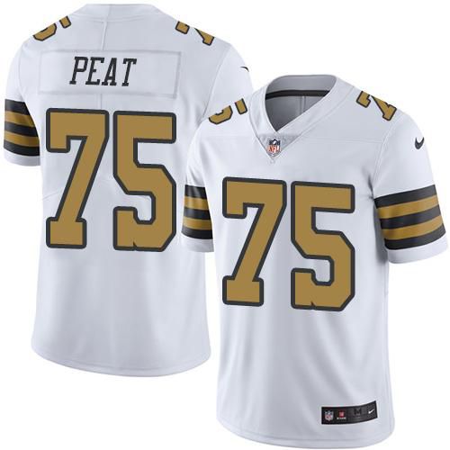 Men New Orleans Saints 75 Andrus Peat Nike White Color Rush Limited NFL Jersey